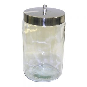 Large Sundry Jar with Stainless Steel Lid | Flint Glass Storage | 4″ x 7″ | For Dry Medical & Optical Supplies