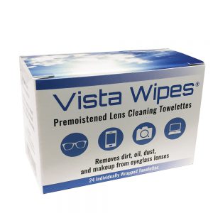 Vista Wipes® Lens Cleaning Towelettes | 24-Pack | Pre-Moistened, Non-Linting Wipes for Glasses & Screens