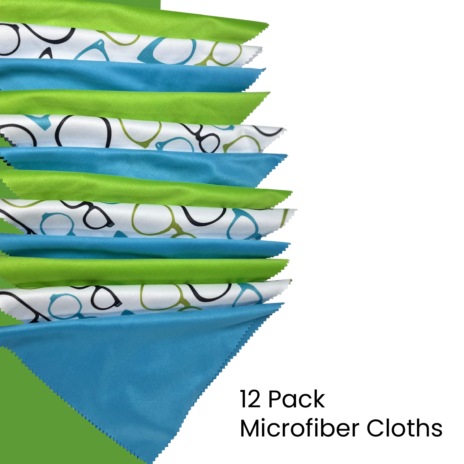 Premium Microfiber Lens Cleaning Cloths | 12-Pack | Blue & Green | Streak-Free, 6"x6" - Image 4
