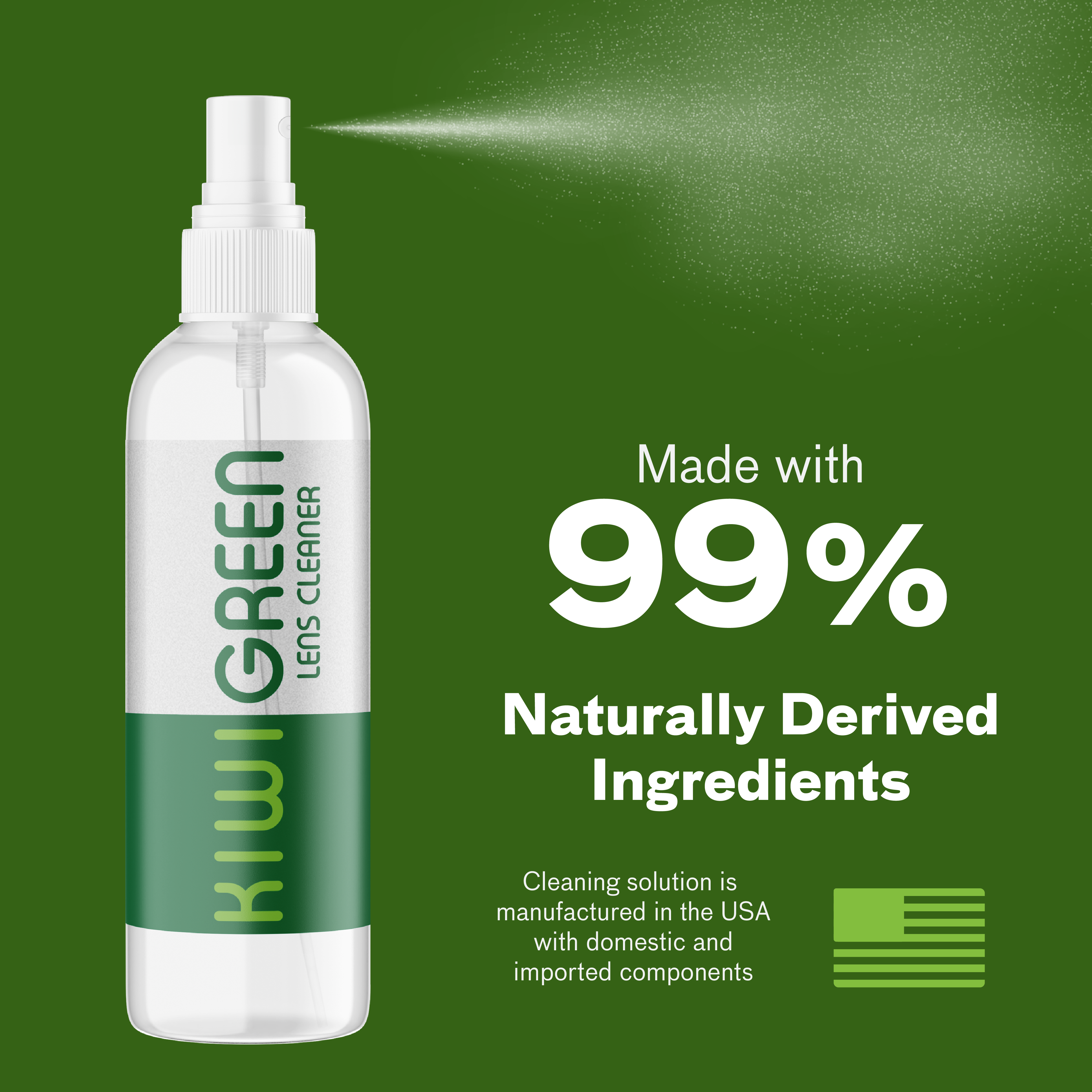 Kiwi Green Eyeglass Lens Cleaner Spray | 2X Lens Cleaner | Alcohol Free Eyeglasses, Screen Cleaning Kit | USA Made (Pack of 2) - Image 5