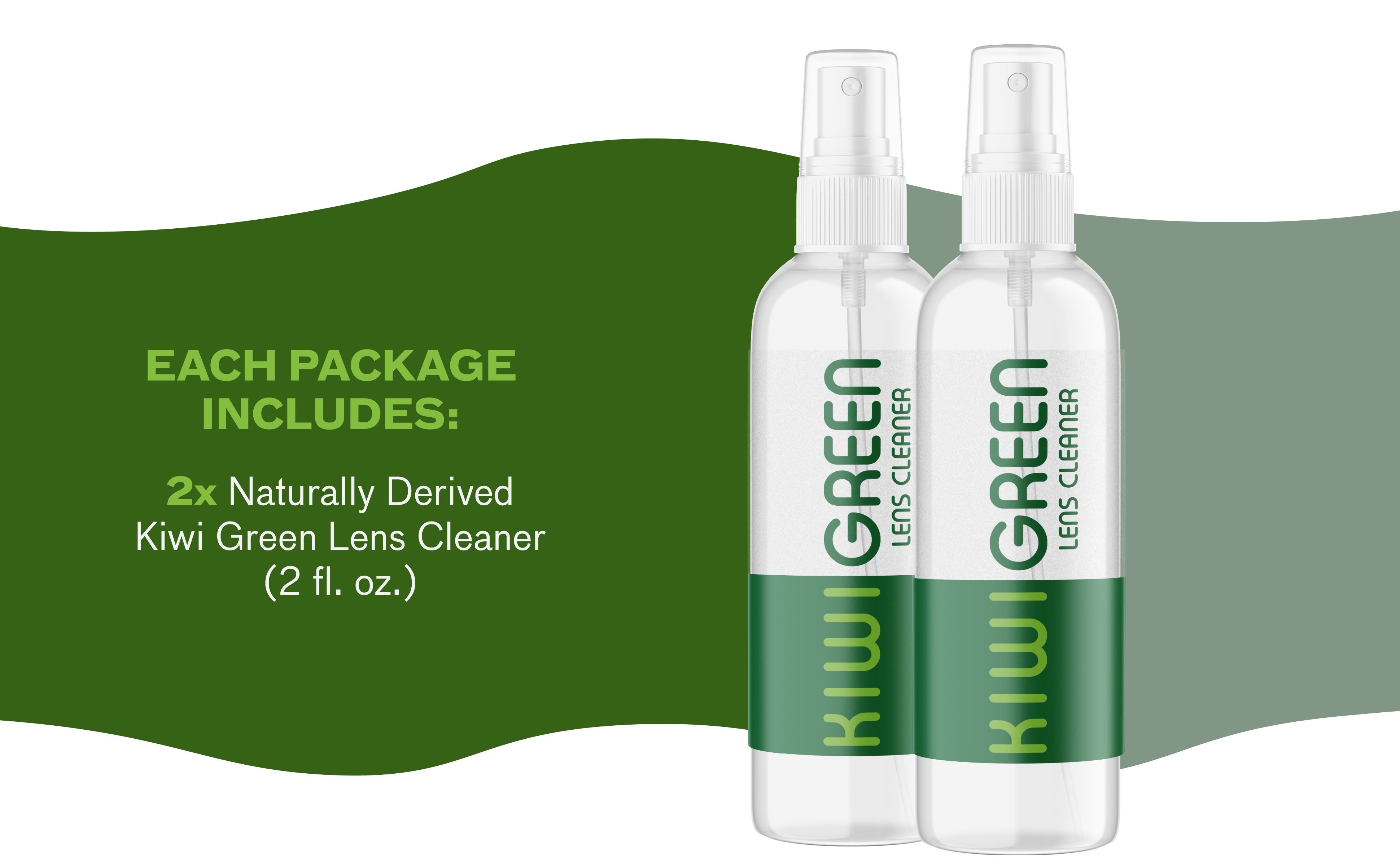 Kiwi Green Eyeglass Lens Cleaner Spray | 2X Lens Cleaner | Alcohol Free Eyeglasses, Screen Cleaning Kit | USA Made (Pack of 2) - Image 2